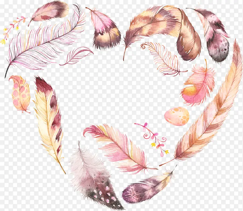 粉色手绘羽毛