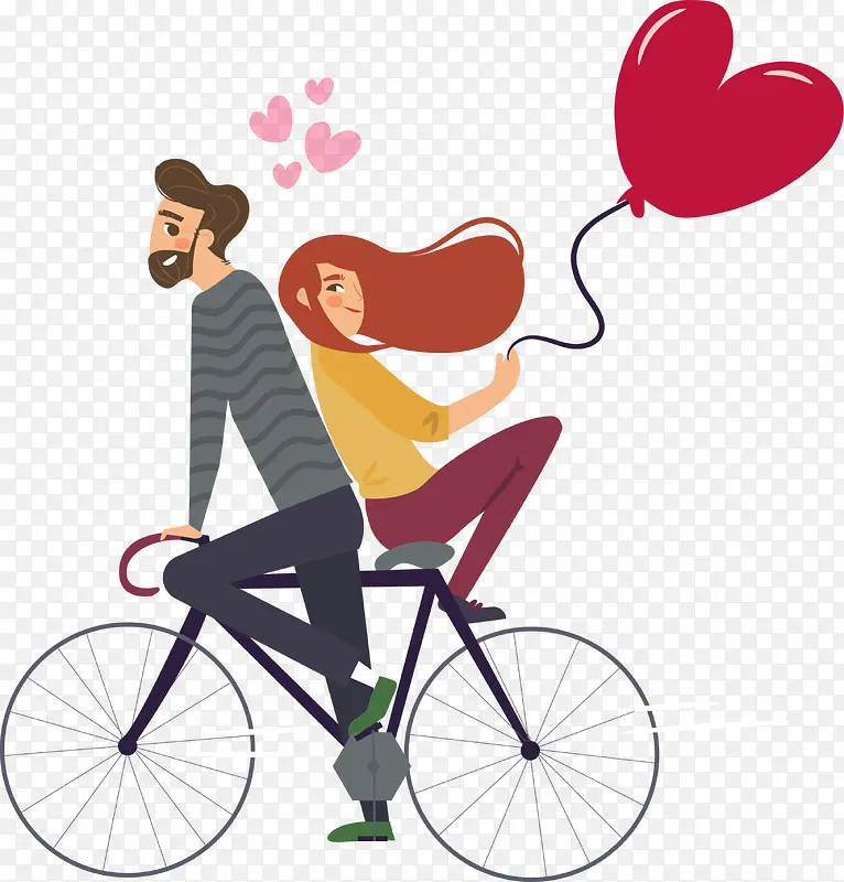 骑着自行车的情侣