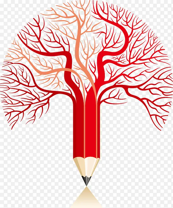 创意红色铅笔树图案