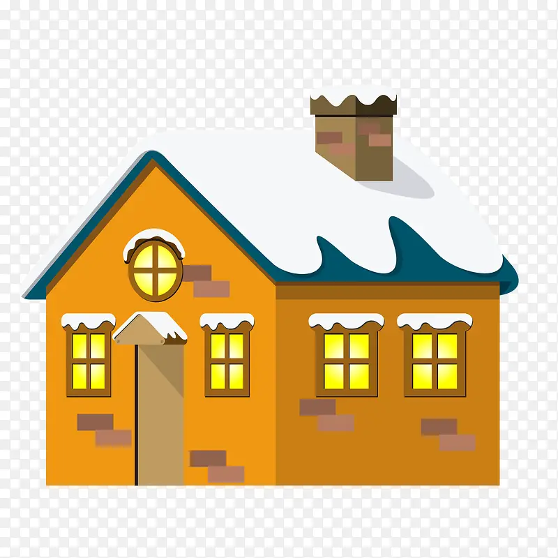 卡通下雪的房屋设计