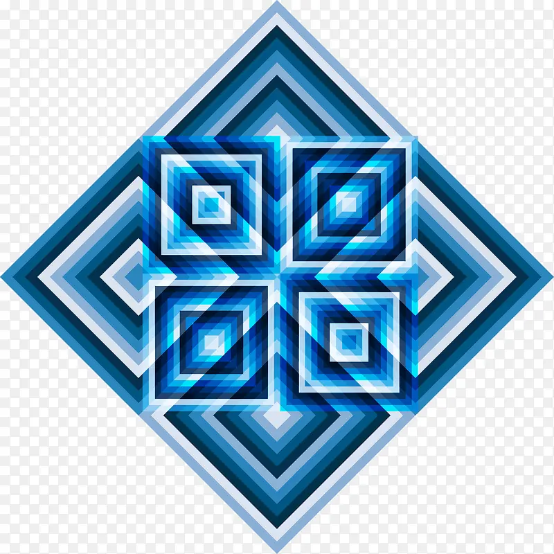 蓝色矢量装饰图案素材几何菱形
