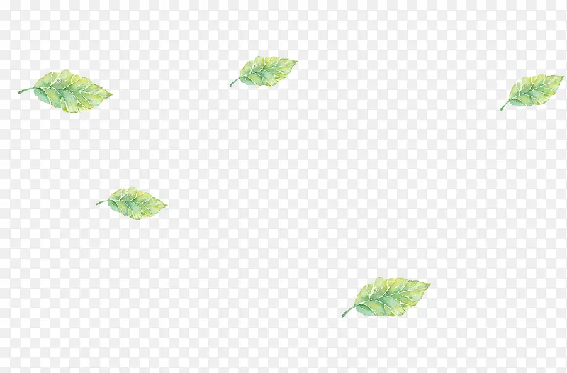 绿色水彩树叶漂浮素材