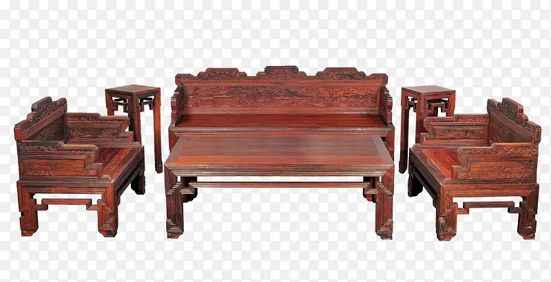 中式传统客厅红木沙发椅六件套