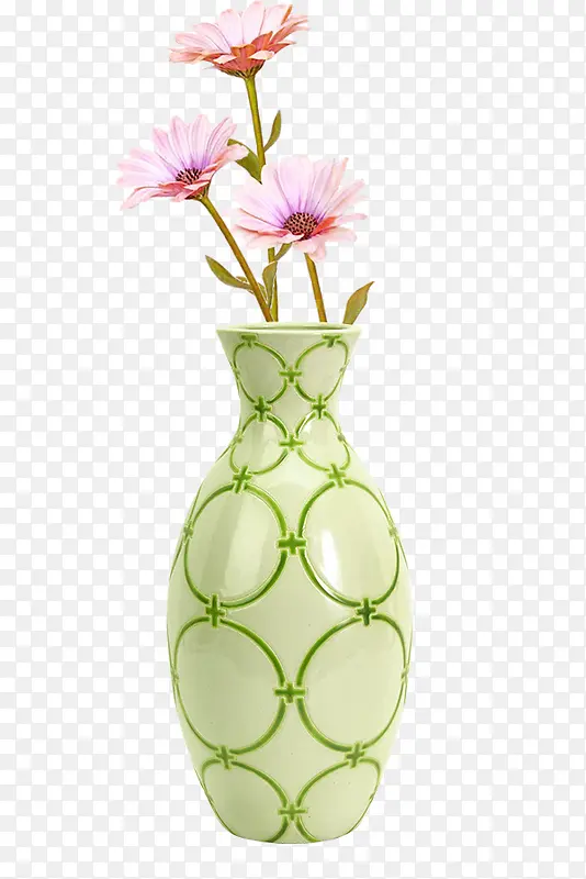 绿色圆圈白瓶插花
