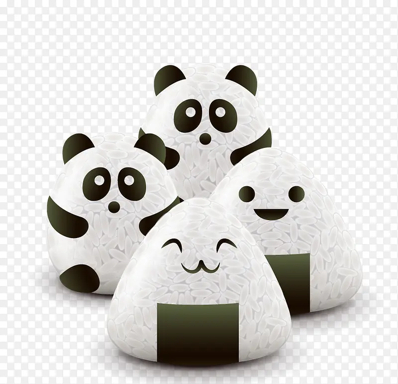手绘卡通创意熊猫寿司
