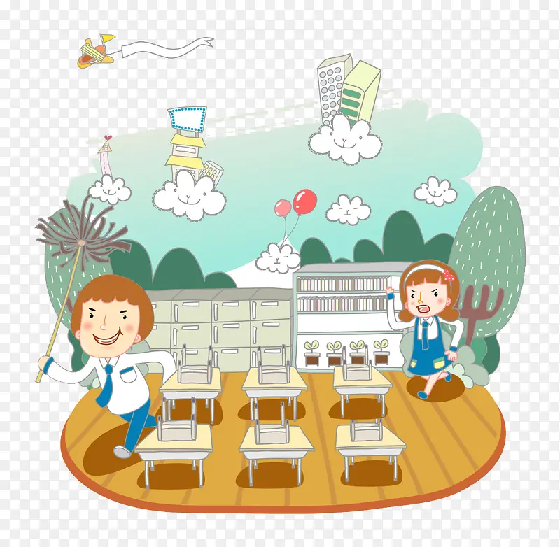 卡通打闹同学PNG图片素材下载_图片编号7706019-PNG素材网