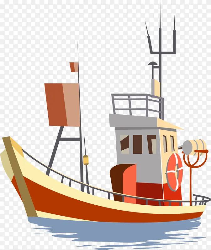 橙色立体大海轮船