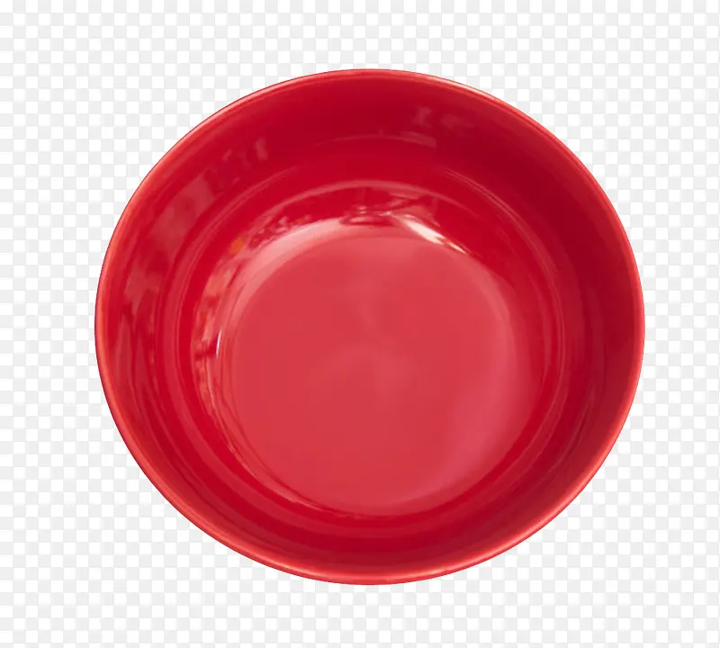 红色的餐具碗俯视图