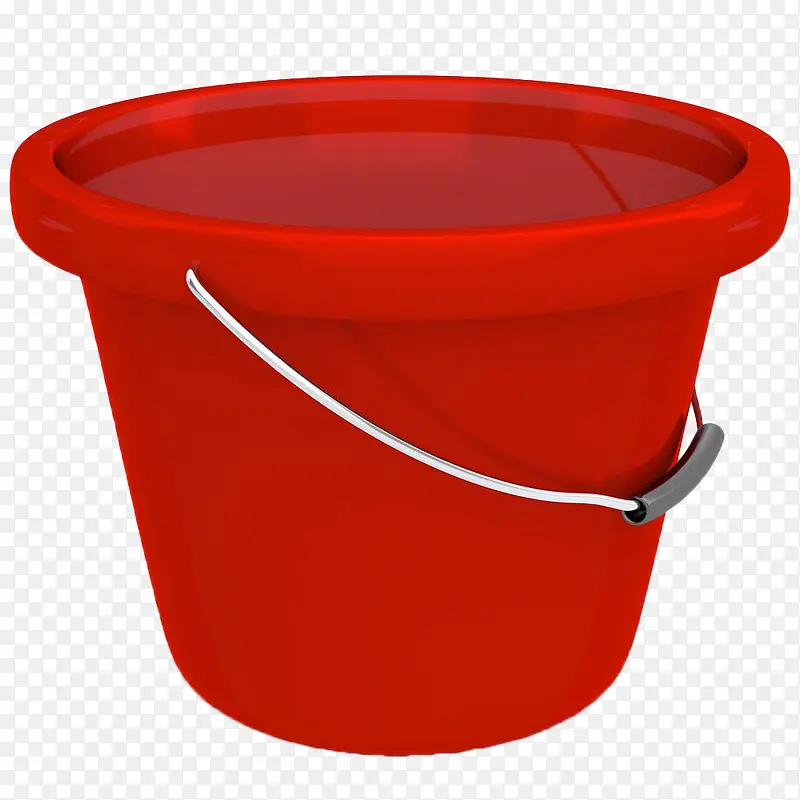 手绘红色塑料水桶