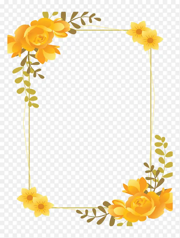 黄色玫瑰婚礼边框