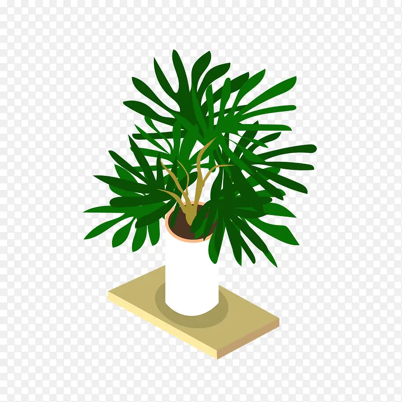 矢量手绘办公室绿色植物
