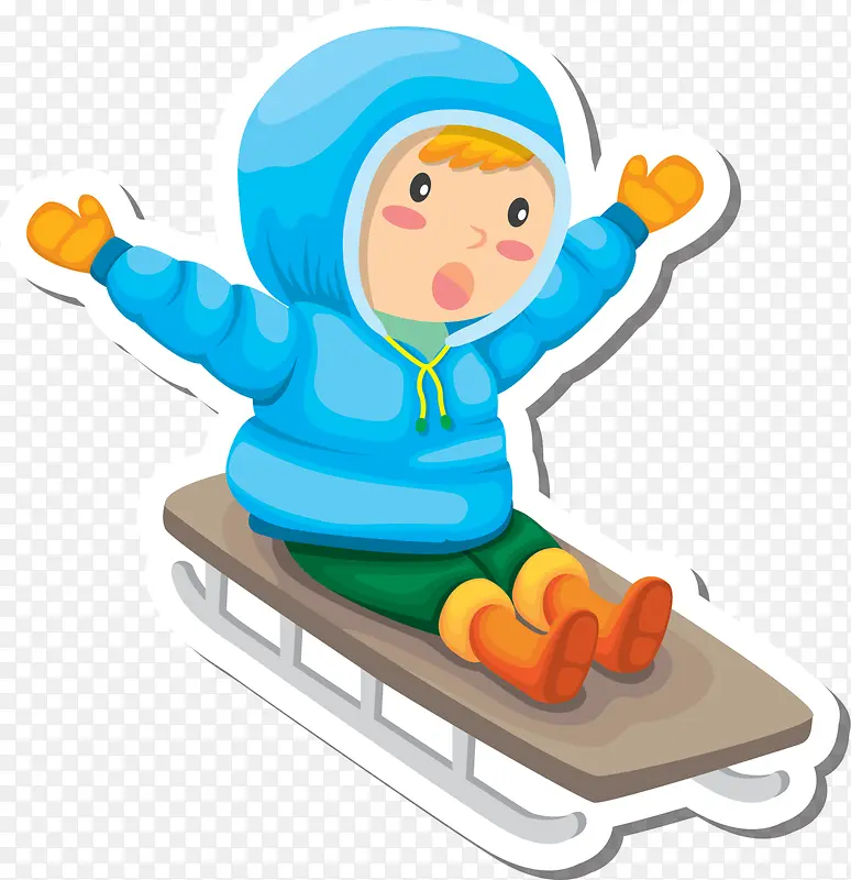 冬季滑雪橇的小男孩