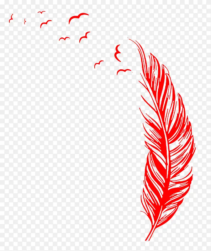 红色飘飞的羽毛
