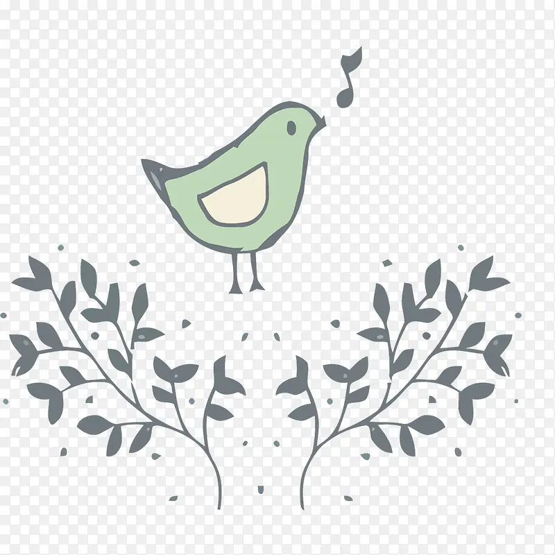 矢量手绘唱歌的小鸟素材