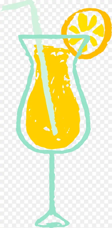 夏季手绘橙色橙汁