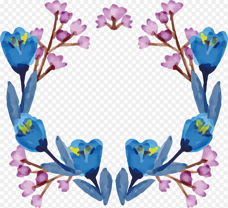 蓝色花朵标题框