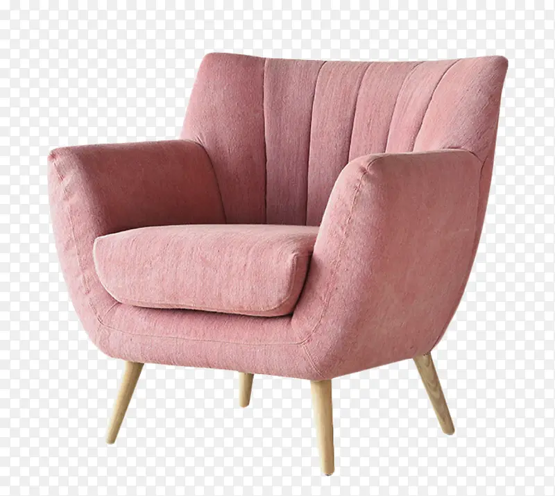 粉色沙发的侧面实物