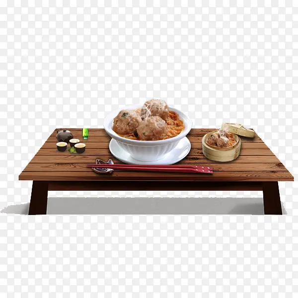 摆满菜品的小木桌子
