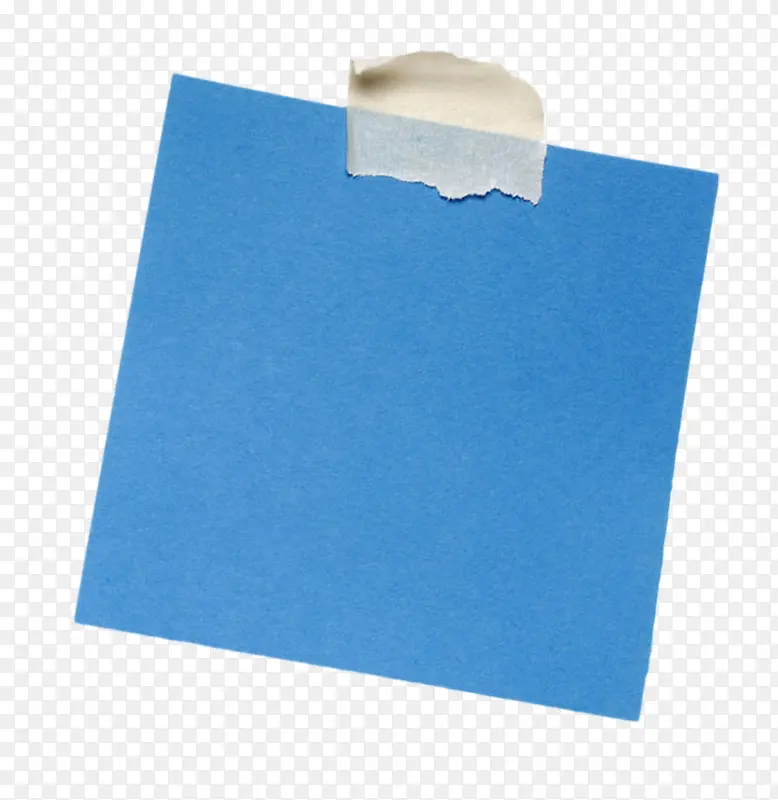 胶带粘贴着蓝色的便笺纸实物