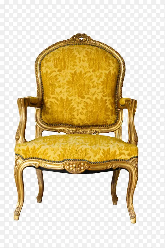 金色木质框架棉质坐垫座椅古代器