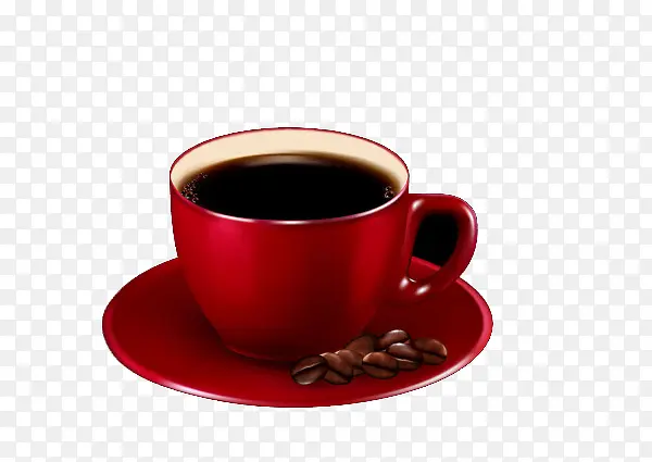 红色杯子咖啡咖啡豆