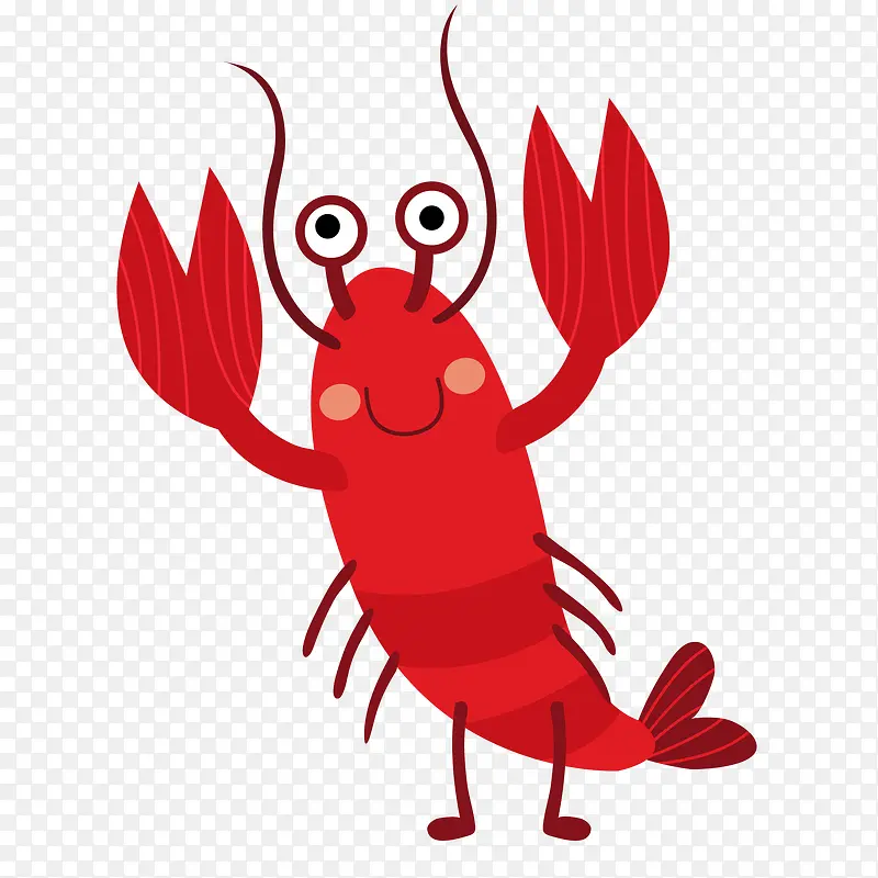 卡通龙虾动物设计矢量图