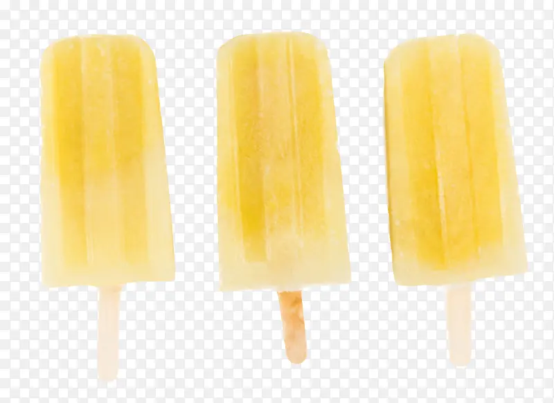 三条黄色的解暑食品冰棍