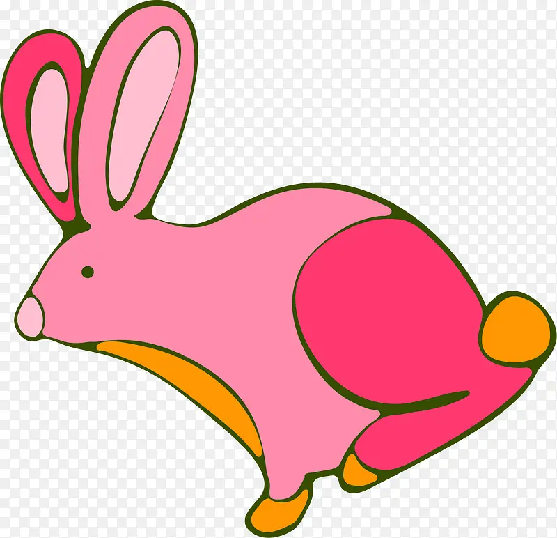 手绘粉色兔子