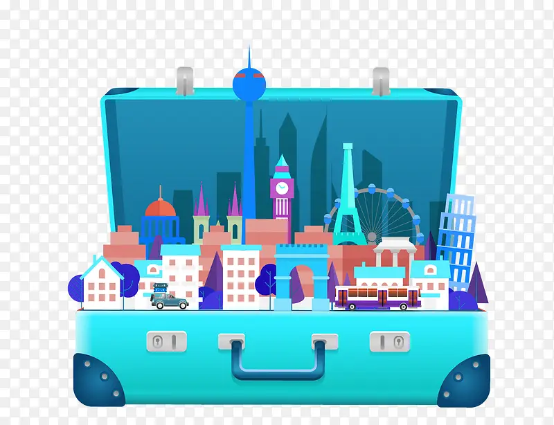 世界旅游日创意行李箱