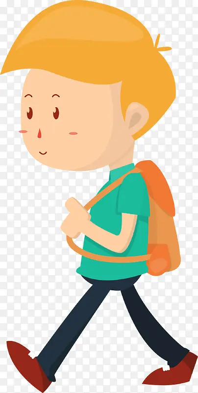 背着书包上学的小男孩