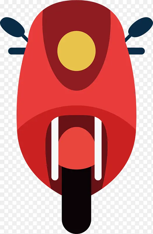 矢量图水彩红色摩托车