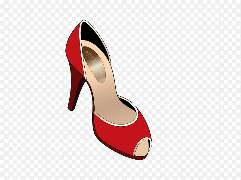 红鞋高跟鞋卡通矢量素材