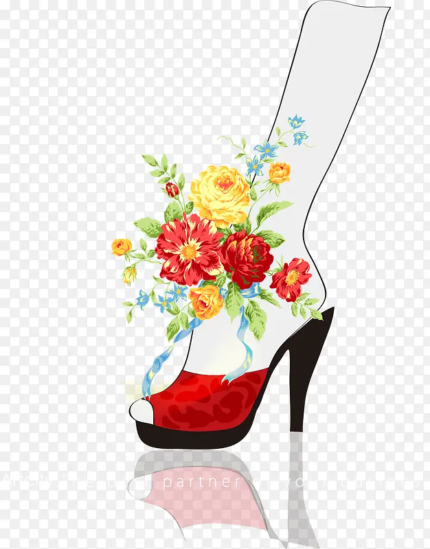 矢量创意花朵高跟鞋
