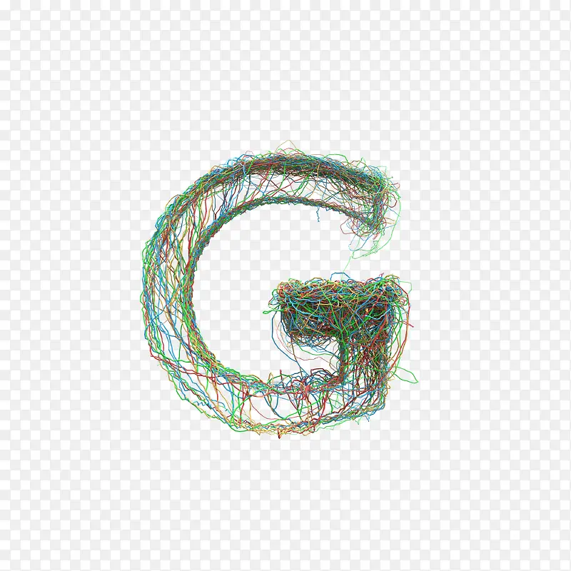 手绘彩线缠绕英文字母G