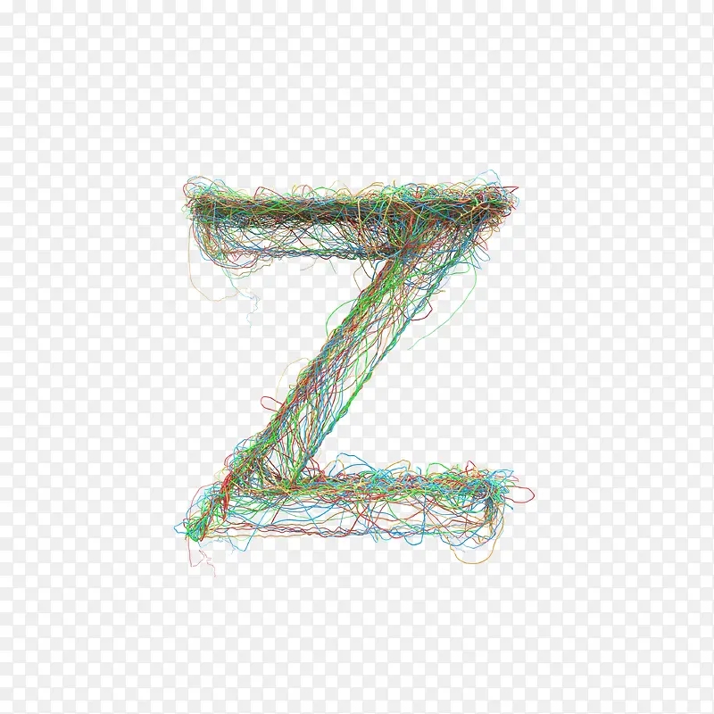 手绘彩线缠绕英文字母Z