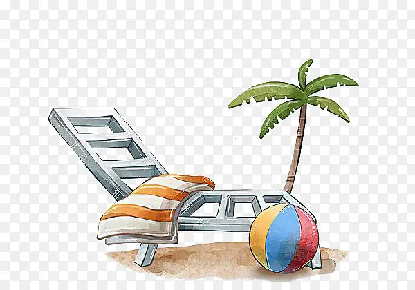 手绘沙滩夏日