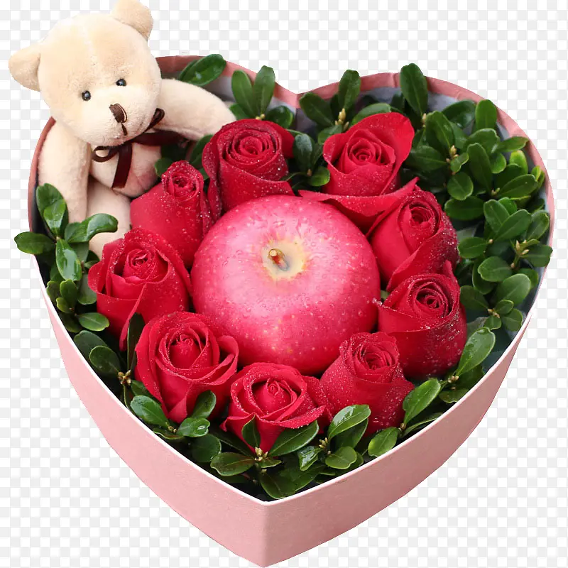 玫瑰花和苹果礼盒