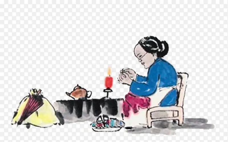 中国风游子吟孟郊插画PNG图片素材下载_图片编号7728400-PNG素材网