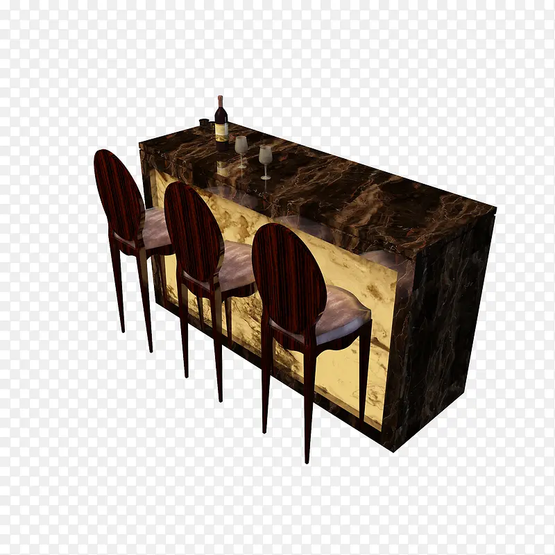 大理石棕色欧式酒柜吧台桌
