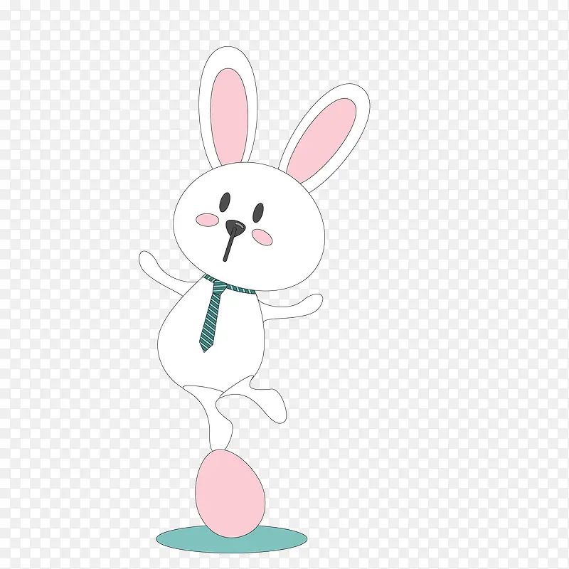 白色手绘兔子卡通插画