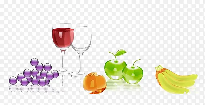 新鲜水果和一杯红酒