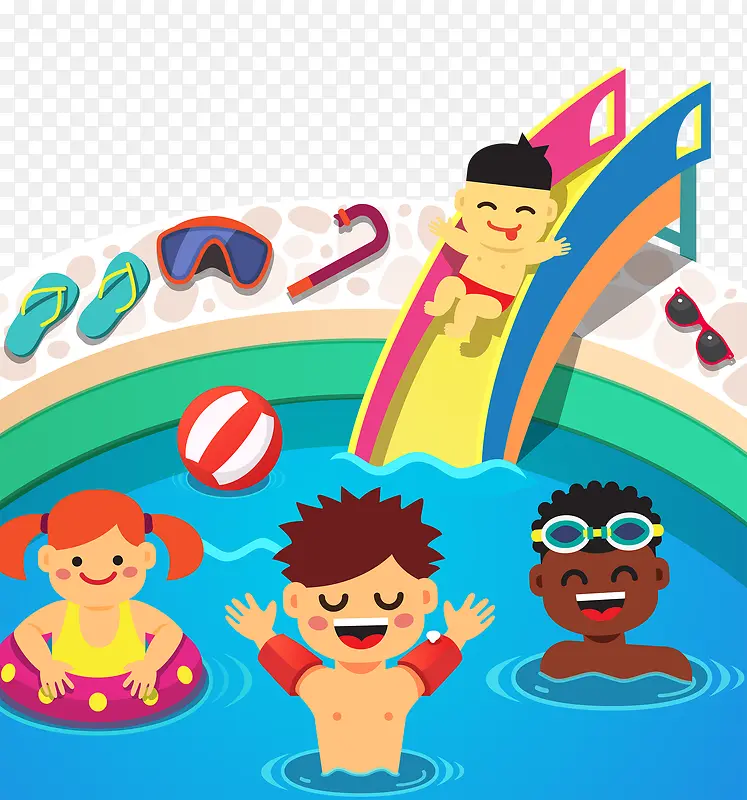 卡通运动游泳背景图