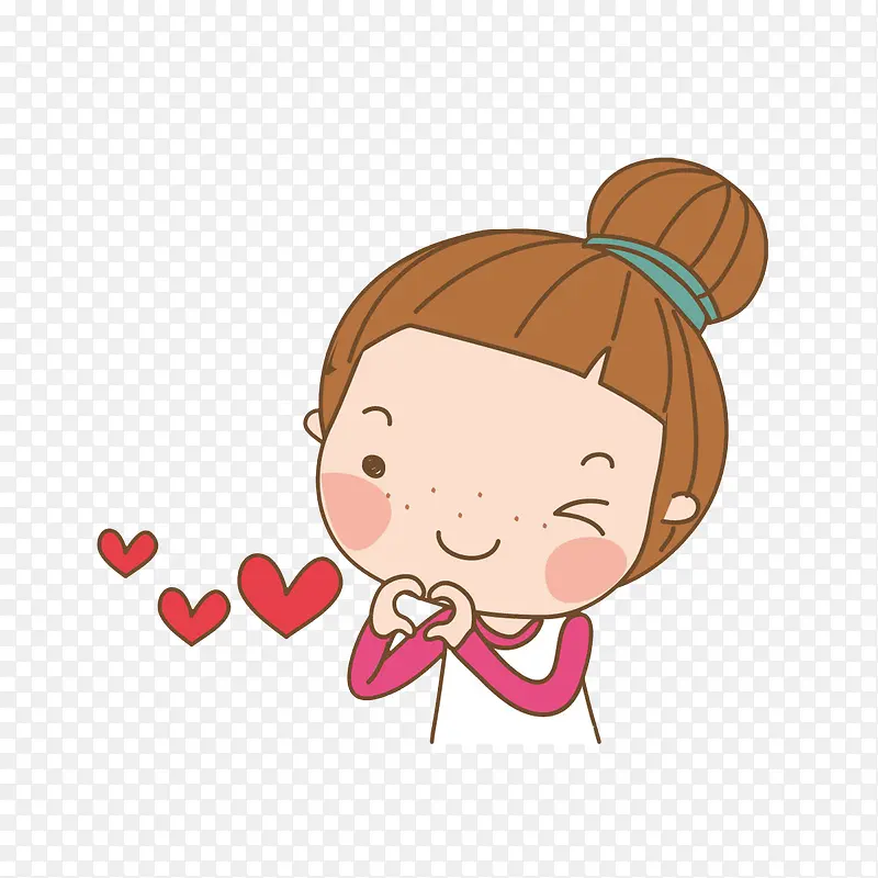 卡通可爱比心的女孩素材PNG图片素材下载_图片编号7730781-PNG素材网