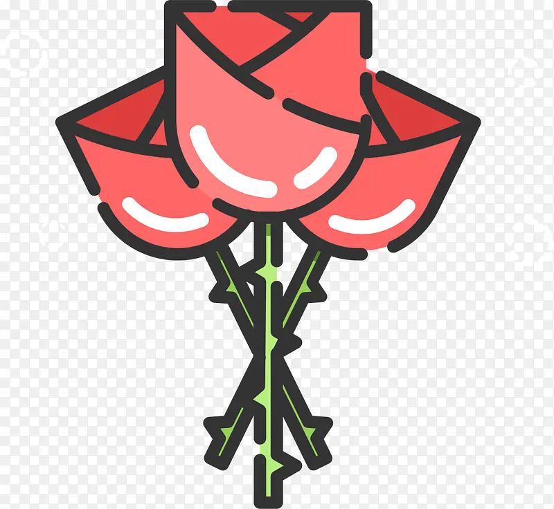 红色扁平情人节玫瑰