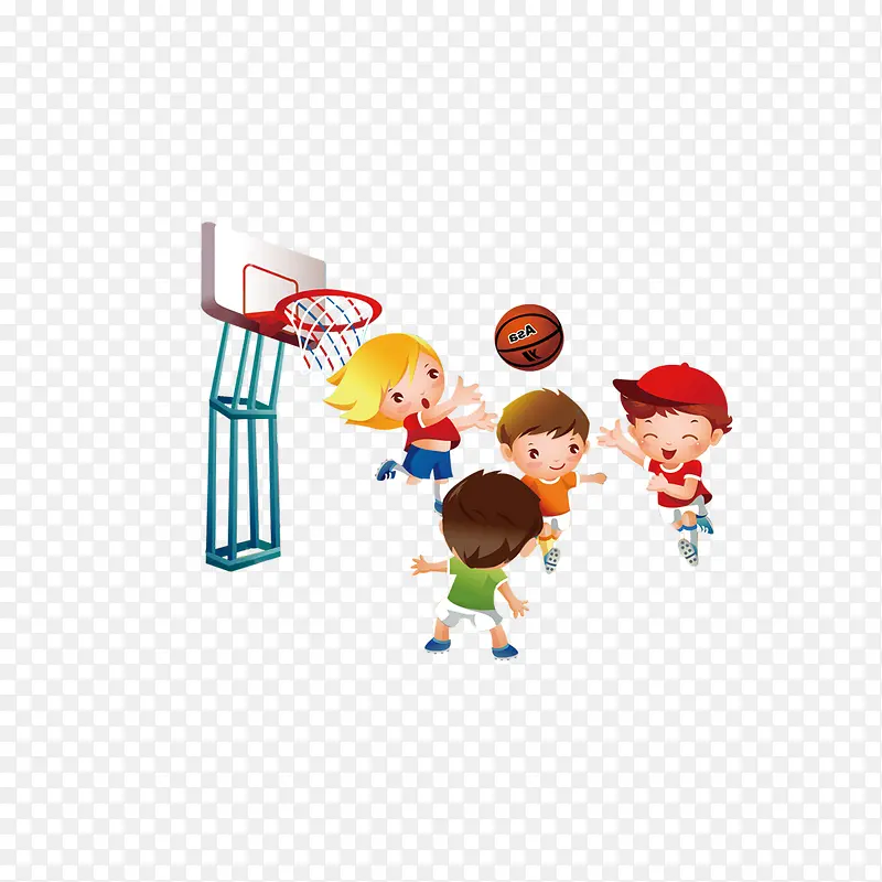 卡通打篮球的儿童人物