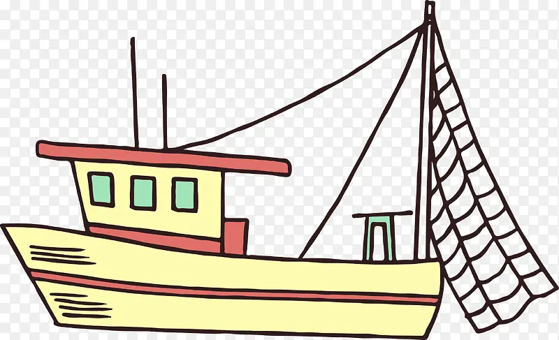 手绘卡通渔船图