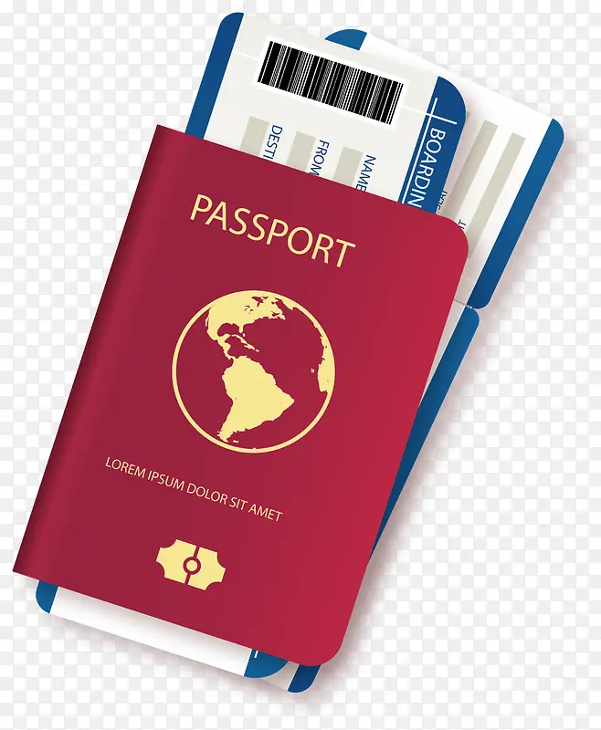 深红色护照通行证装饰图案