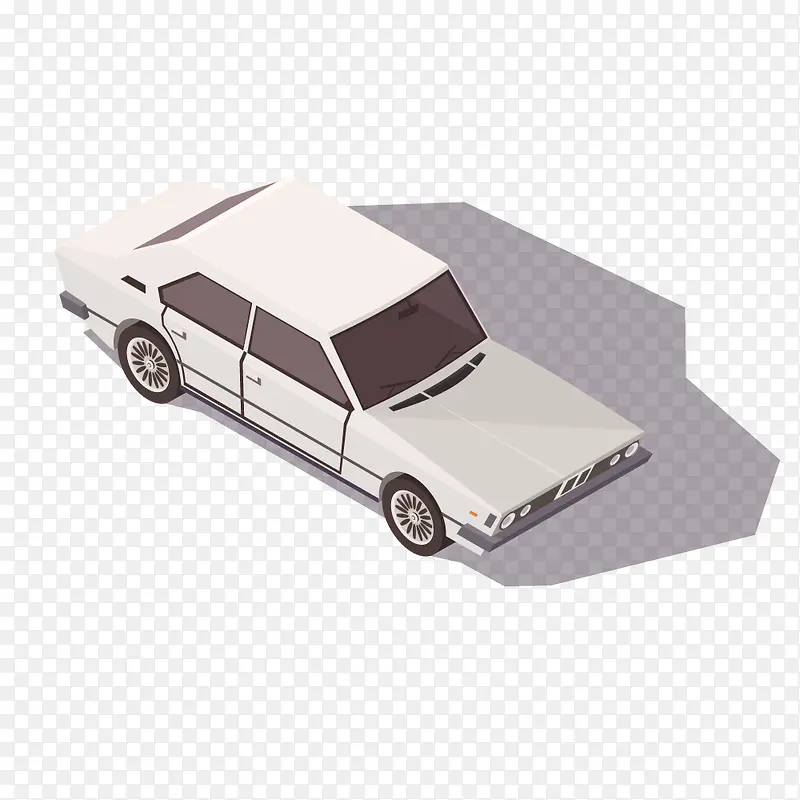 立体汽车白色小轿车矢量素材