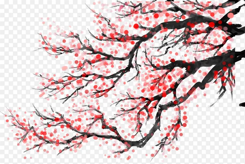 手绘中国风梅花装饰图案