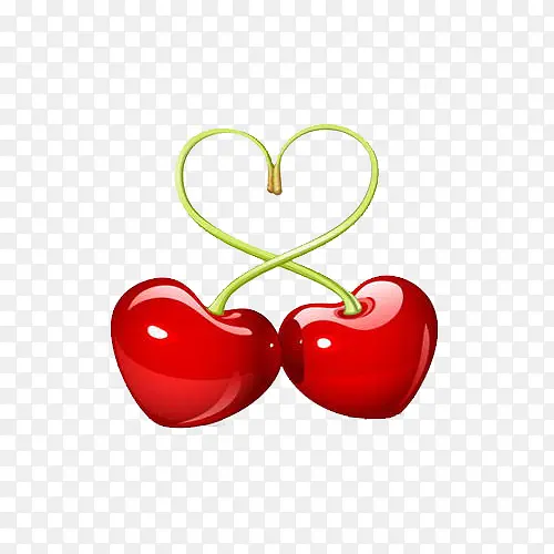 象征爱情的两颗心形樱桃